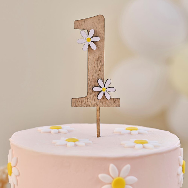Decoración para tarta de primer cumpleaños con flor pequeña