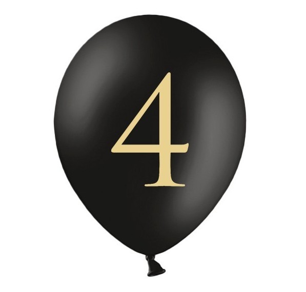 50 svarta ballonger gyllene nummer 4