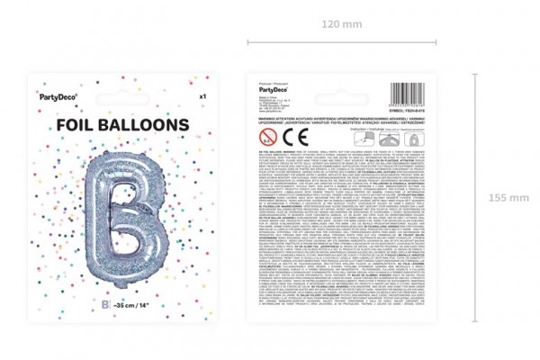 Holografische B-folieballon 35cm 2