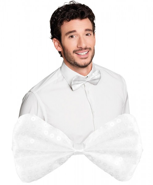 Party sequin bow tie white