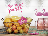 Oversigt: Tropisk festkagedekoration i lyserød 24 cm