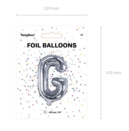 Foil balloon G silver 35cm 3
