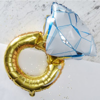Golden diamond ring foil balloon