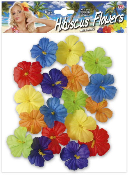 18 farverige Hawaii dekorative blomster 5 cm 4