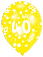 6 Luftballons Bubbles 40.Geburtstag Bunt 27,5cm