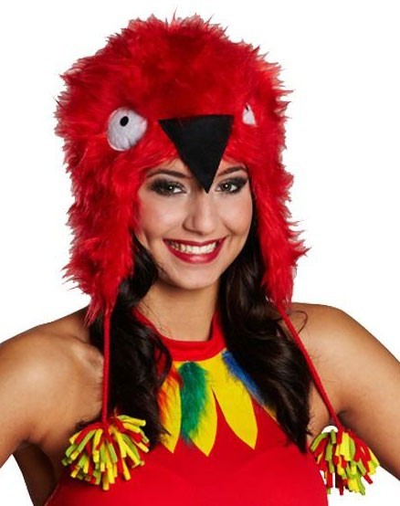 Plush hat parrot red
