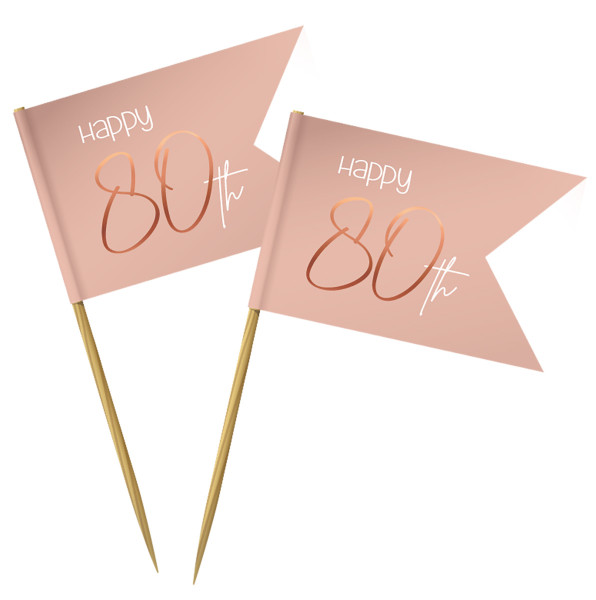 36 stuzzicadenti 80° compleanno rosa elegant blush