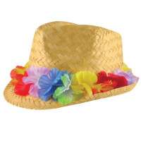 Hawaii straw hat with flower ribbon