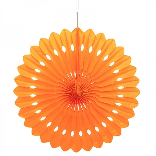 Éventail décoratif fleur orange 40cm
