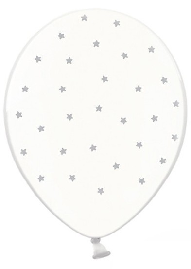 6 srebrnych balonów w gwiazdki 30cm