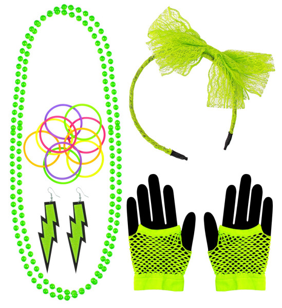 Set di accessori anni '80 verde neon