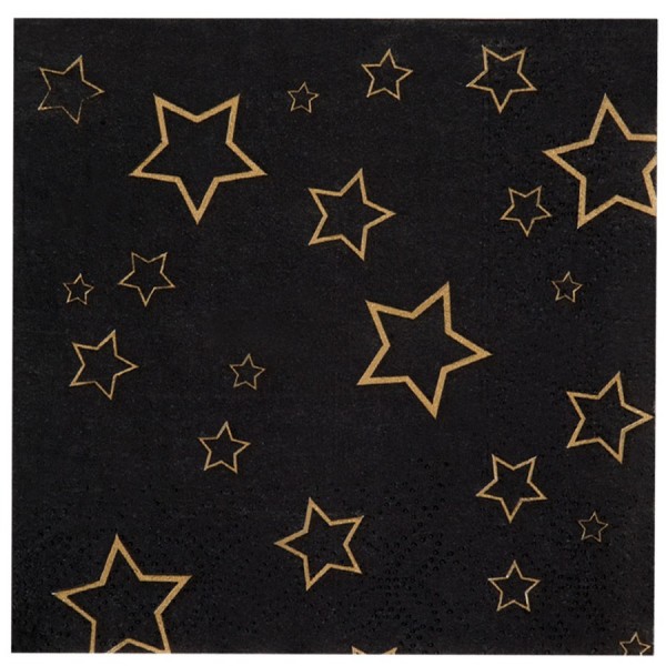 12 serviettes étoiles dorées 12,5x12,5cm 2