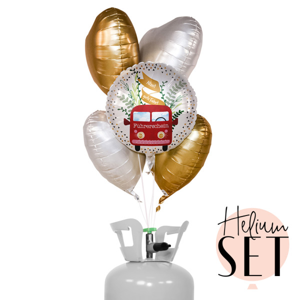 Allzeit gute Fahrt Ballonbouquet-Set mit Heliumbehälter