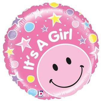 Foil balloon happy baby girl with smiley
