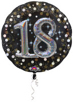 Foil Balloon 18th Birthday 3D glitter argento