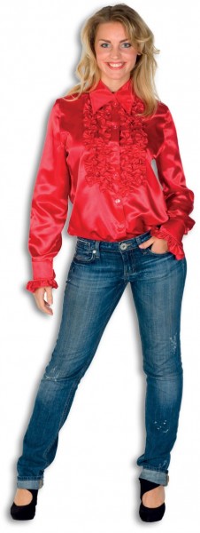 Czerwona bluzka z falbanką Chareen