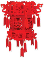 Latarnia pałacowa czerwona wykonana z filcu 46cm