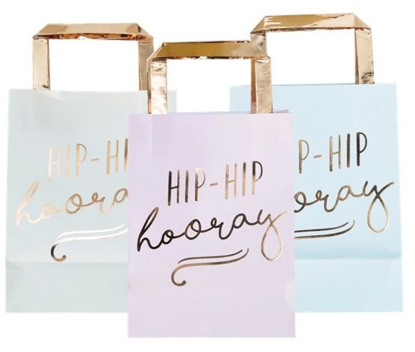 5 Hip Hip Hooray gift bags pastel 26cm