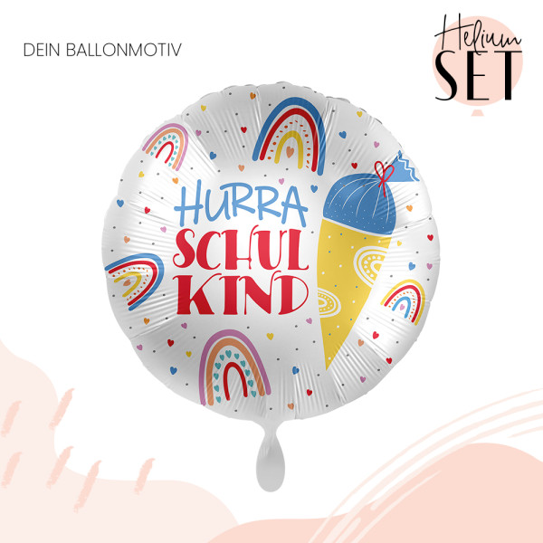 Happy School Ballonbouquet-Set mit Heliumbehälter