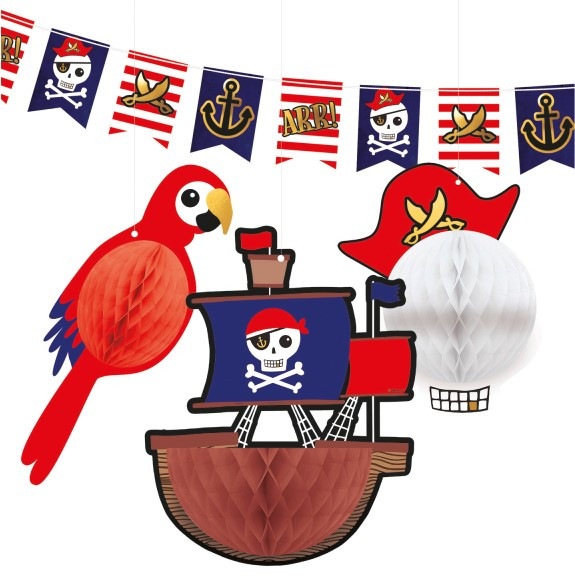 Set di 4 decorazioni per la battaglia dei pirati