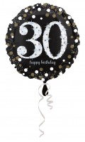 Golden 30th fødselsdag folie ballon 43cm