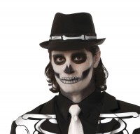 Skeleton gangster mafia hat with bones
