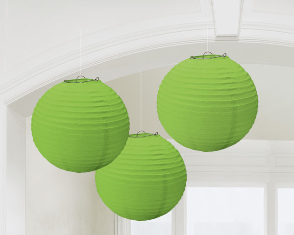 3 lanterne verde kiwi 24 cm