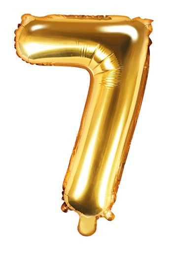 Nummer 7 folieballong guld 35cm