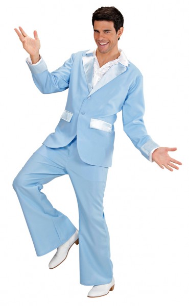 Costume de coureur des années 70 bleu clair