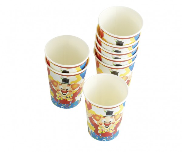 8 vasos de papel Circus Clown Federico 200ml
