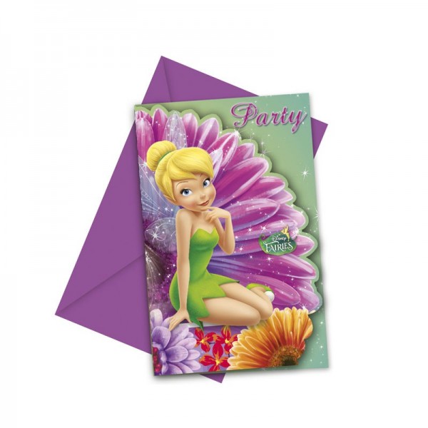 6 Tinkerbell Magical Spell invitation cards 14 x 9cm