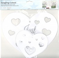 5 Just Married hearts decoration hangers