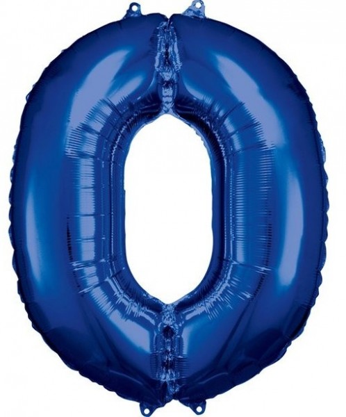 Ballon aluminium numéro 0 bleu 86cm