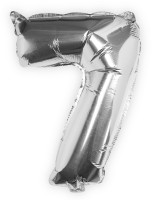 Anteprima: Palloncino in alluminio numero 7 argento 40 cm