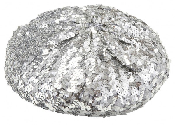 Silberne Pailletten Baskenmütze