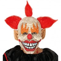 Horror clown latex masker met haar