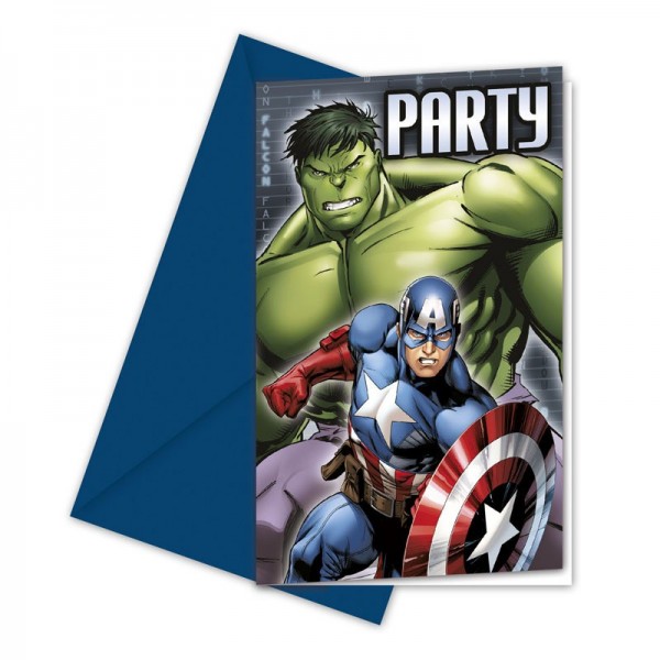 6 Avengers Superhelden Einladungskarten