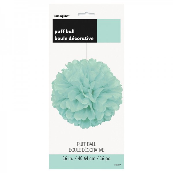 Fluffy pompom decoration mint green 40cm 2