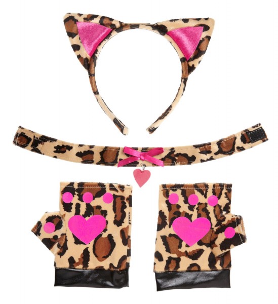Set di accessori costume in leopardo 3 pezzi
