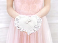 Preview: Heart ring pillow with lace 13 x 13cm