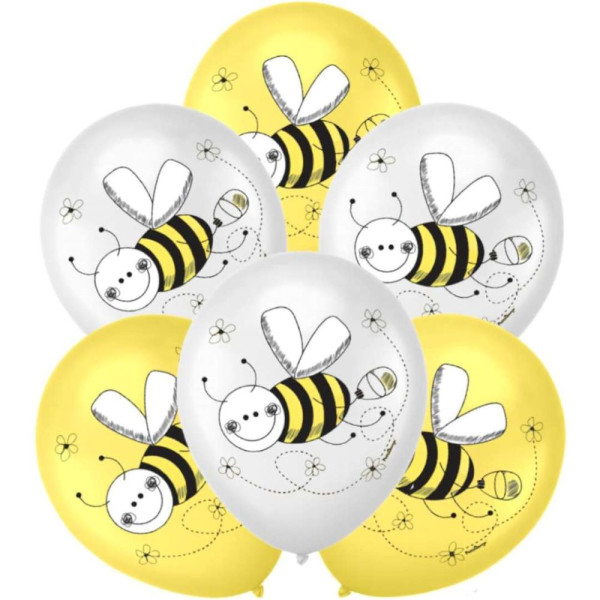 6 söta honungsbiballonger 30cm