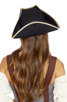 Preview: Pirate hat for adults black and gold
