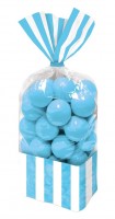 10 gestreepte snoepzakjes azuurblauw