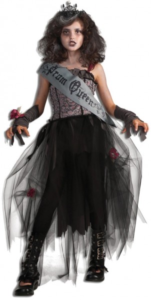 Halloween skräck gothic prom queen kostym för barn