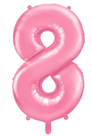 Nummer 8 folieballong rosa 86cm