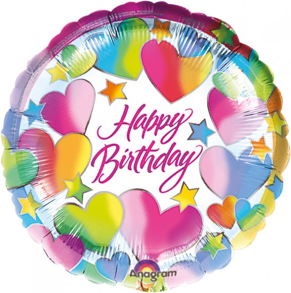 Runder Happy Birthday Herzen-Ballon