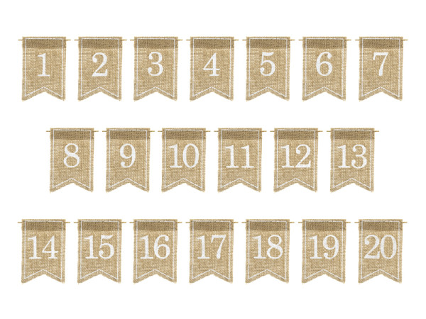 20 signos numéricos de mesa de arpillera