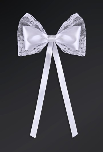 4 satin decorative bows lace white 14cm