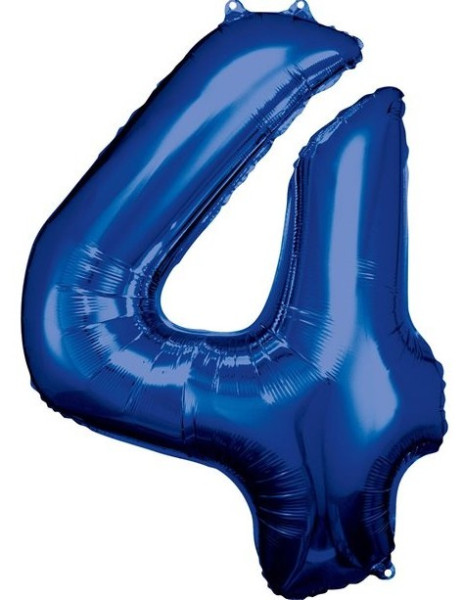 Niebieski balon foliowy numer 4 86 cm