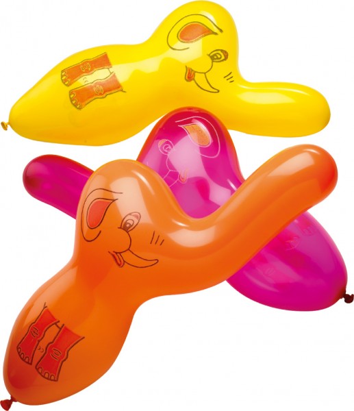 4 cheerful elephant balloons colorful
